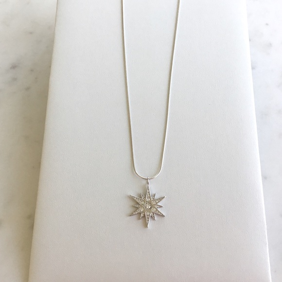 Sterling Silver Cz Star Necklace - Picture 12 of 13